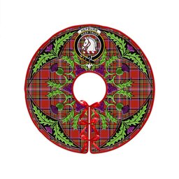 ScotsTee Shop Scottish Hepburn Ancient Clan Crest Tartan Christmas Tree Skirt Scottish Thistle Design