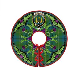 ScotsTee Shop Scottish Johnstone (Johnson) Ancient Clan Crest Tartan Christmas Tree Skirt Scottish Thistle Design
