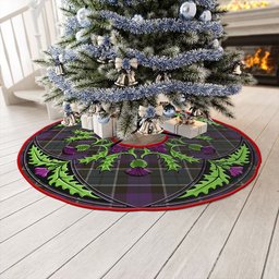 ScotsTee Shop Scottish Lennie Weathered Clan Crest Tartan Christmas Tree Skirt Scottish Thistle Design
