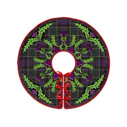 ScotsTee Shop Scottish Lennie Weathered Clan Crest Tartan Christmas Tree Skirt Scottish Thistle Design