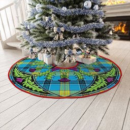 ScotsTee Shop Scottish Laing (Lang) Modern Clan Crest Tartan Christmas Tree Skirt Scottish Thistle Design