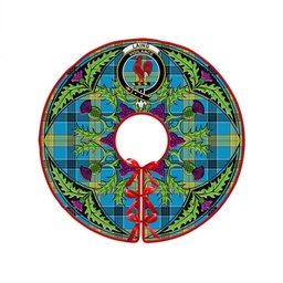 ScotsTee Shop Scottish Laing (Lang) Modern Clan Crest Tartan Christmas Tree Skirt Scottish Thistle Design