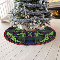 ScotsTee Shop Scottish Lennie Modern Clan Crest Tartan Christmas Tree Skirt Scottish Thistle Design
