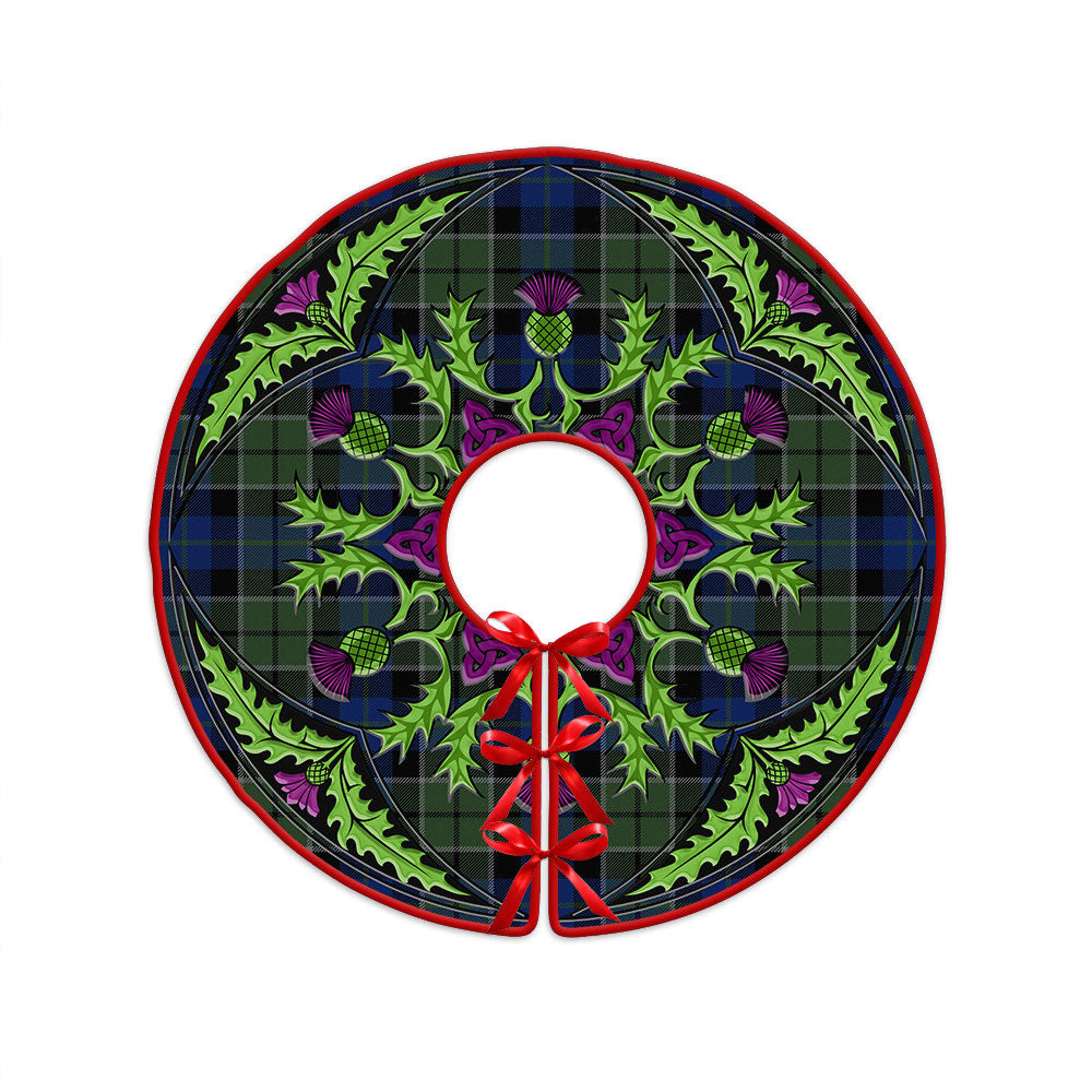 ScotsTee Shop Scottish Lennie Modern Clan Crest Tartan Christmas Tree Skirt Scottish Thistle Design