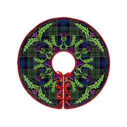 ScotsTee Shop Scottish Lennie Modern Clan Crest Tartan Christmas Tree Skirt Scottish Thistle Design