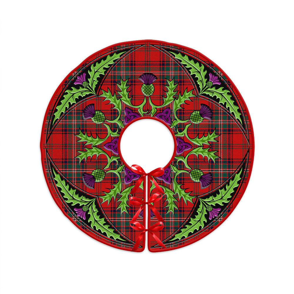 ScotsTee Shop Scottish MacClure Modern Clan Crest Tartan Christmas Tree Skirt Scottish Thistle Design