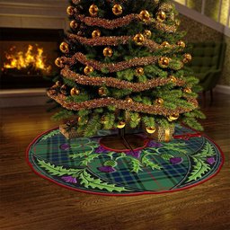 ScotsTee Shop Scottish Lauder Modern Clan Crest Tartan Christmas Tree Skirt Scottish Thistle Design