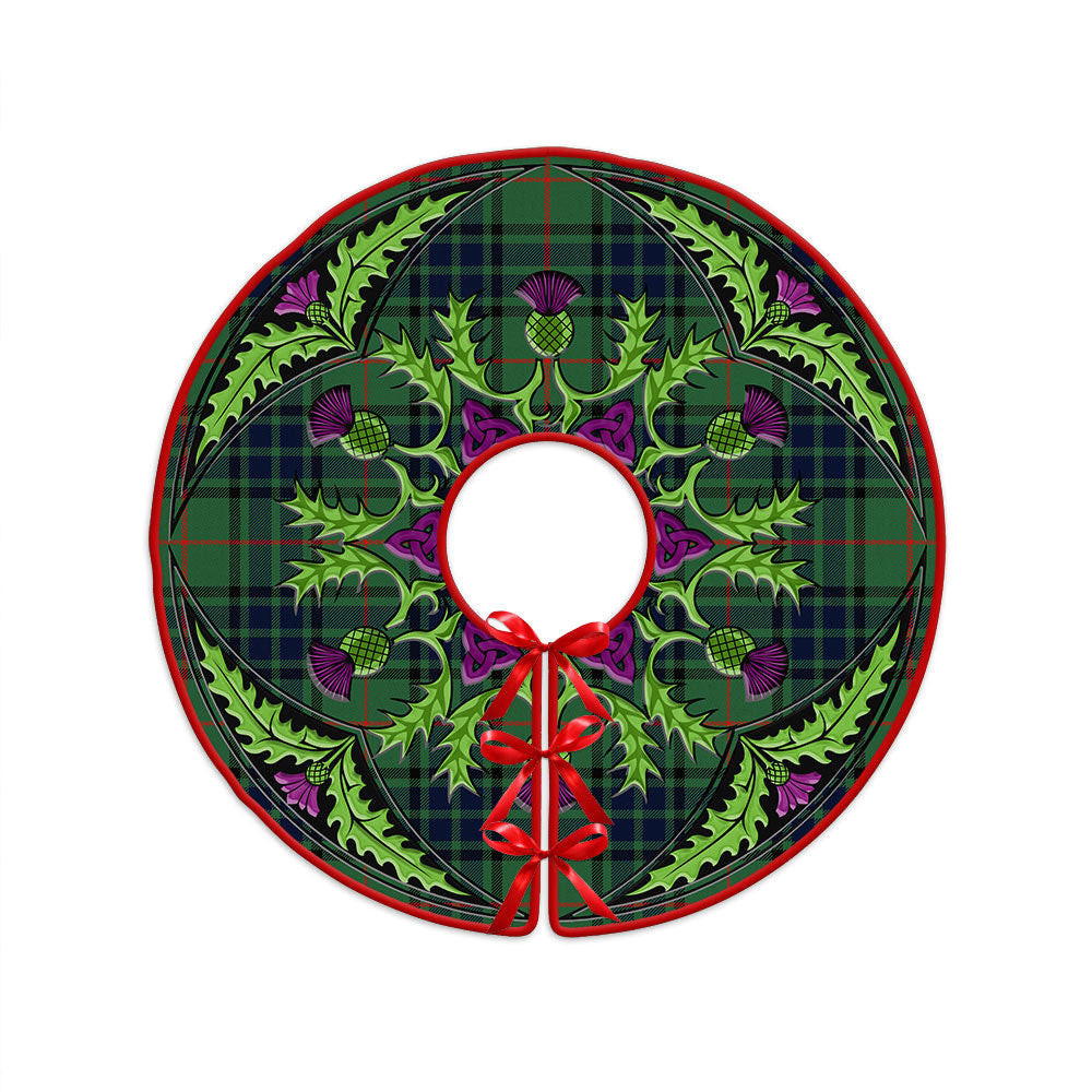 ScotsTee Shop Scottish Lauder Modern Clan Crest Tartan Christmas Tree Skirt Scottish Thistle Design