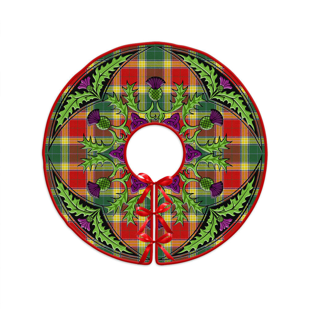 ScotsTee Shop Scottish Gibson (Gibbs) Modern Clan Crest Tartan Christmas Tree Skirt Scottish Thistle Design