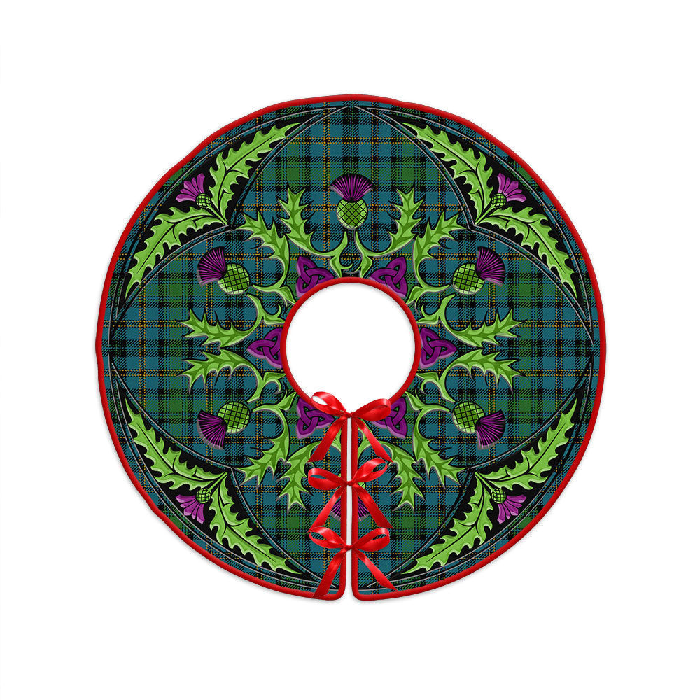 ScotsTee Shop Scottish Hope Vere Ancient Clan Crest Tartan Christmas Tree Skirt Scottish Thistle Design