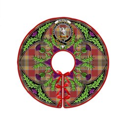 ScotsTee Shop Scottish Gibson (Gibbs) Weathered Clan Crest Tartan Christmas Tree Skirt Scottish Thistle Design