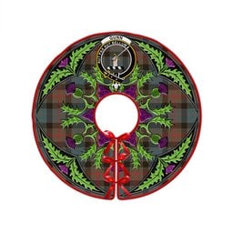 ScotsTee Shop Scottish Gunn Weathered Clan Crest Tartan Christmas Tree Skirt Scottish Thistle Design