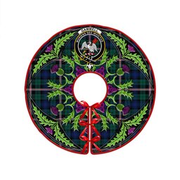 ScotsTee Shop Scottish Gammell Modern Clan Crest Tartan Christmas Tree Skirt Scottish Thistle Design