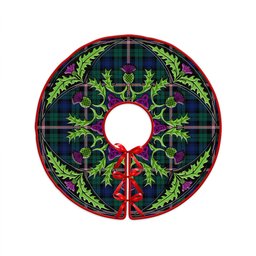 ScotsTee Shop Scottish Gammell Modern Clan Crest Tartan Christmas Tree Skirt Scottish Thistle Design