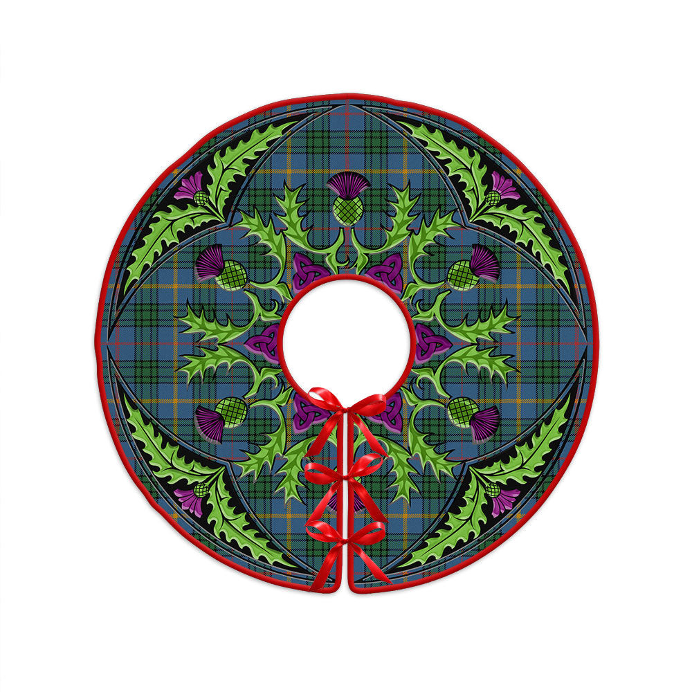 ScotsTee Shop Scottish MacAinsh Ancient Clan Crest Tartan Christmas Tree Skirt Scottish Thistle Design