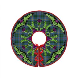 ScotsTee Shop Scottish MacAinsh Ancient Clan Crest Tartan Christmas Tree Skirt Scottish Thistle Design