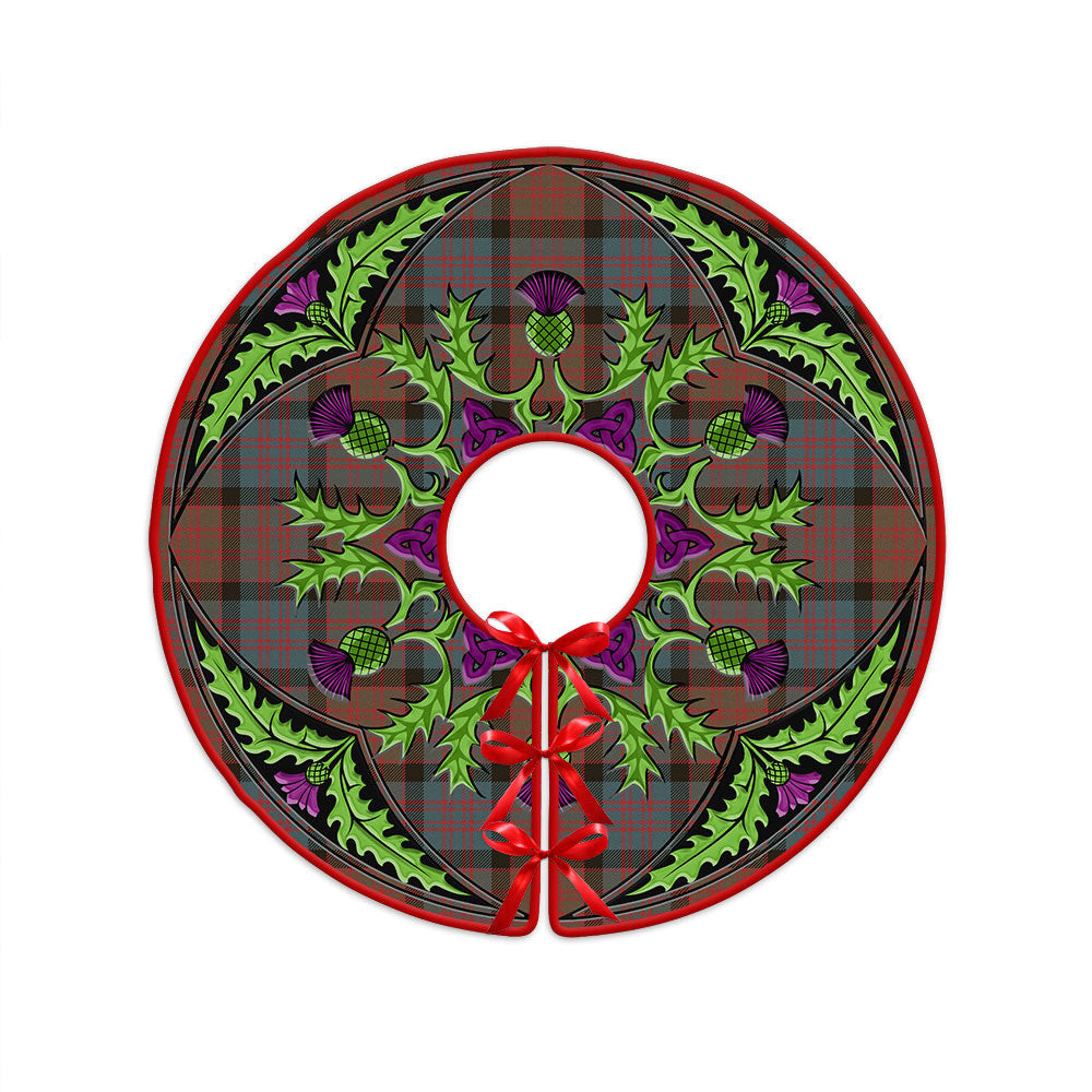 ScotsTee Shop Scottish MacDonald (Donald) Weathered Clan Crest Tartan Christmas Tree Skirt Scottish Thistle Design