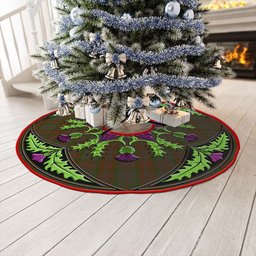 ScotsTee Shop Scottish Gray Clan Crest Tartan Christmas Tree Skirt Scottish Thistle Design