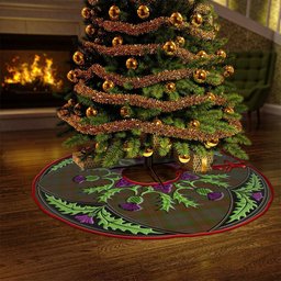 ScotsTee Shop Scottish Gray Clan Crest Tartan Christmas Tree Skirt Scottish Thistle Design