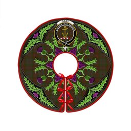 ScotsTee Shop Scottish Gray Clan Crest Tartan Christmas Tree Skirt Scottish Thistle Design