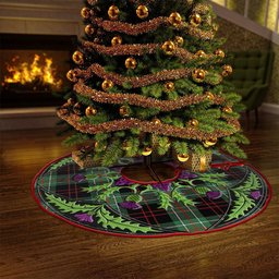 ScotsTee Shop Scottish MacDiarmid Modern Clan Crest Tartan Christmas Tree Skirt Scottish Thistle Design