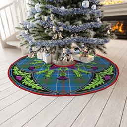 ScotsTee Shop Scottish MacHardy Ancient Clan Crest Tartan Christmas Tree Skirt Scottish Thistle Design