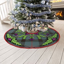 ScotsTee Shop Scottish Kincaid Weathered Clan Crest Tartan Christmas Tree Skirt Scottish Thistle Design