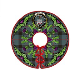 ScotsTee Shop Scottish Kincaid Weathered Clan Crest Tartan Christmas Tree Skirt Scottish Thistle Design