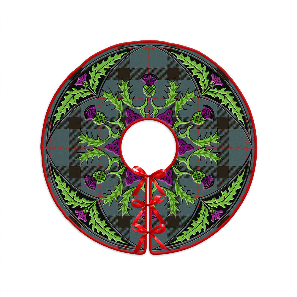 ScotsTee Shop Scottish Kincaid Weathered Clan Crest Tartan Christmas Tree Skirt Scottish Thistle Design