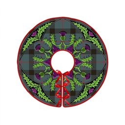 ScotsTee Shop Scottish Kincaid Weathered Clan Crest Tartan Christmas Tree Skirt Scottish Thistle Design