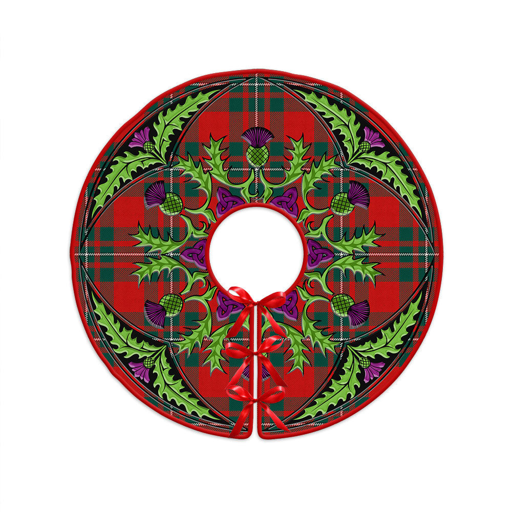 ScotsTee Shop Scottish MacGregor (Gregor) Modern Clan Crest Tartan Christmas Tree Skirt Scottish Thistle Design