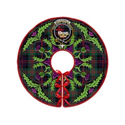 ScotsTee Shop Scottish MacDonald (Donald) Modern Clan Crest Tartan Christmas Tree Skirt Scottish Thistle Design