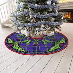 ScotsTee Shop Scottish Jackson Modern Clan Crest Tartan Christmas Tree Skirt Scottish Thistle Design