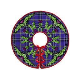 ScotsTee Shop Scottish Jackson Modern Clan Crest Tartan Christmas Tree Skirt Scottish Thistle Design