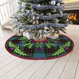 ScotsTee Shop Scottish Brodie Hunting Ancient Clan Crest Tartan Christmas Tree Skirt Scottish Thistle Design