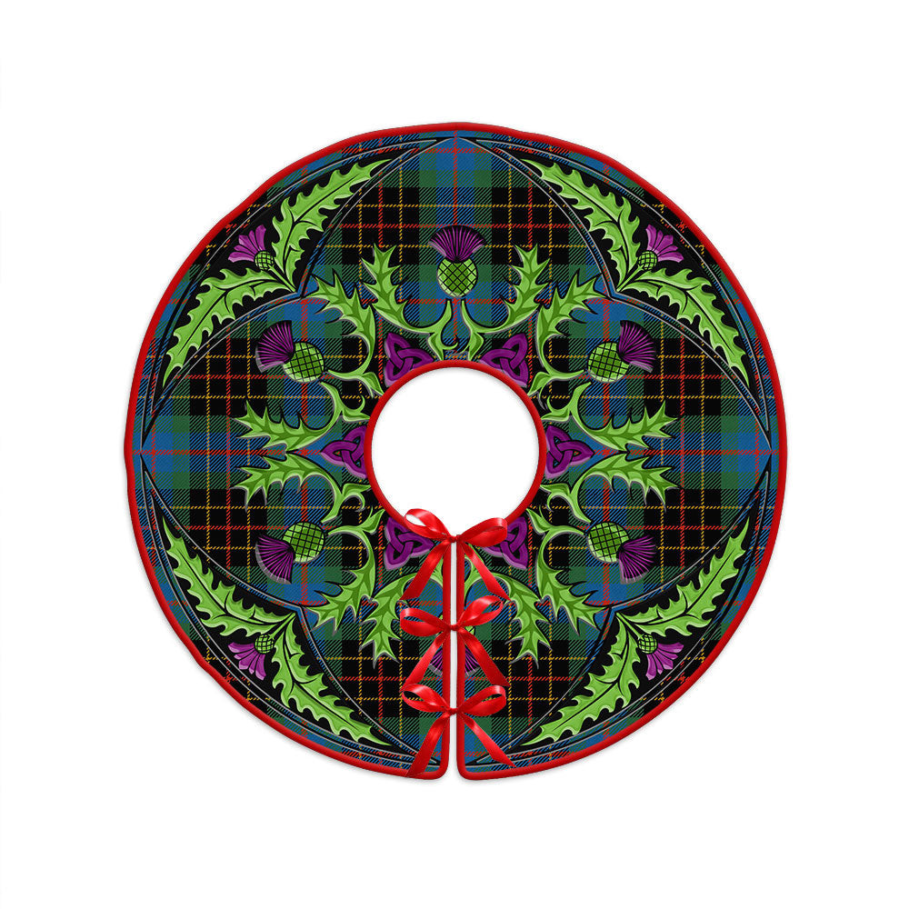 ScotsTee Shop Scottish Brodie Hunting Ancient Clan Crest Tartan Christmas Tree Skirt Scottish Thistle Design