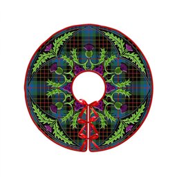 ScotsTee Shop Scottish Brodie Hunting Ancient Clan Crest Tartan Christmas Tree Skirt Scottish Thistle Design