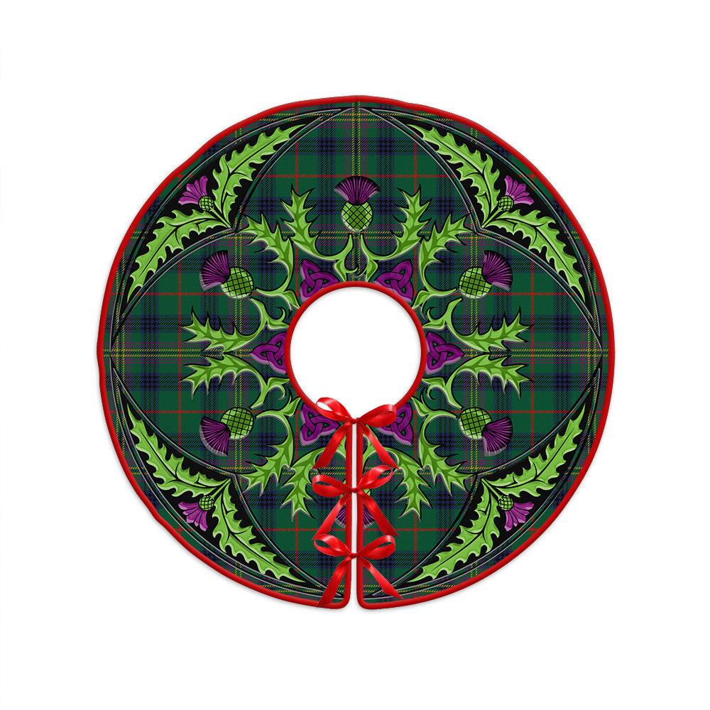 ScotsTee Shop Scottish Kennedy Modern Clan Crest Tartan Christmas Tree Skirt Scottish Thistle Design