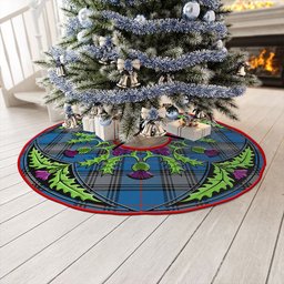 ScotsTee Shop Scottish Kinnaird Ancient Clan Crest Tartan Christmas Tree Skirt Scottish Thistle Design