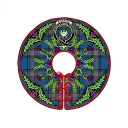 ScotsTee Shop Scottish Kinnaird Ancient Clan Crest Tartan Christmas Tree Skirt Scottish Thistle Design