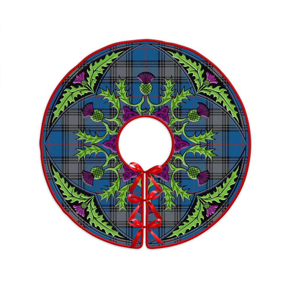 ScotsTee Shop Scottish Kinnaird Ancient Clan Crest Tartan Christmas Tree Skirt Scottish Thistle Design