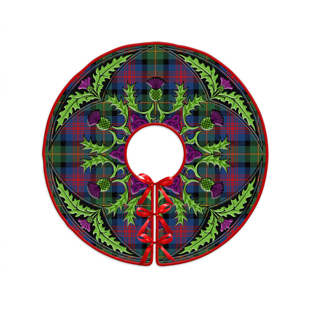 ScotsTee Shop Scottish Logan Modern Clan Crest Tartan Christmas Tree Skirt Scottish Thistle Design