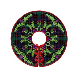 ScotsTee Shop Scottish Guthrie Modern Clan Crest Tartan Christmas Tree Skirt Scottish Thistle Design