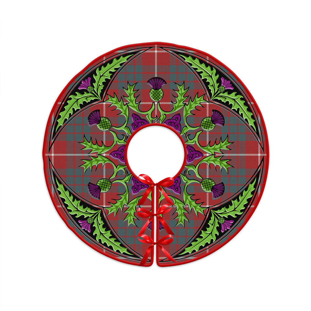 ScotsTee Shop Scottish Hamilton Weathered Clan Crest Tartan Christmas Tree Skirt Scottish Thistle Design