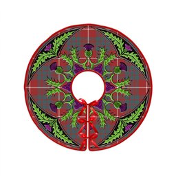 ScotsTee Shop Scottish Hamilton Weathered Clan Crest Tartan Christmas Tree Skirt Scottish Thistle Design