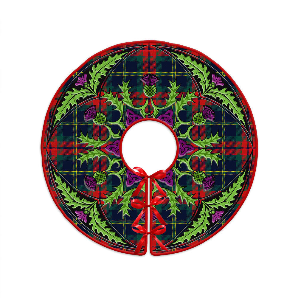 ScotsTee Shop Scottish Harvey Modern Clan Crest Tartan Christmas Tree Skirt Scottish Thistle Design