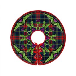 ScotsTee Shop Scottish Harvey Modern Clan Crest Tartan Christmas Tree Skirt Scottish Thistle Design