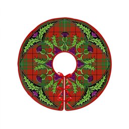 ScotsTee Shop Scottish MacAulay Ancient Clan Crest Tartan Christmas Tree Skirt Scottish Thistle Design