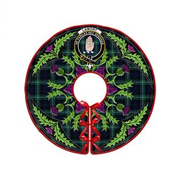 ScotsTee Shop Scottish Lamont Modern Clan Crest Tartan Christmas Tree Skirt Scottish Thistle Design