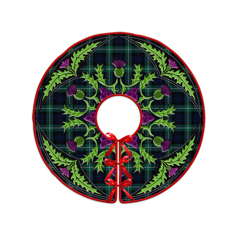 ScotsTee Shop Scottish Lamont Modern Clan Crest Tartan Christmas Tree Skirt Scottish Thistle Design
